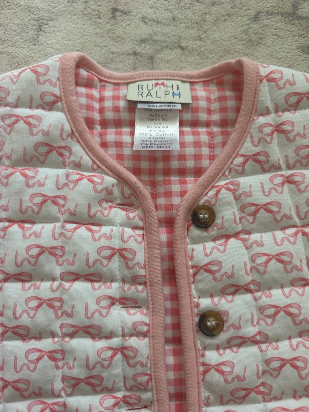 Quilted Ruth & Ralph Bow-Print Jacket - Picture 2 of 3